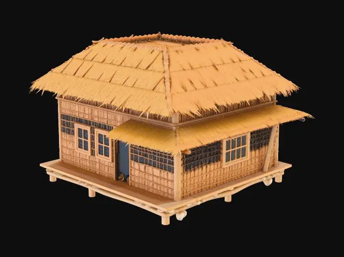 3D model for Please make me a realistic old bahay kubo during 1890's era