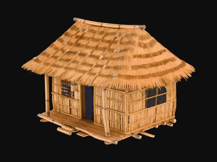 3D model for Please make me a realistic old bahay kubo during 1890's era