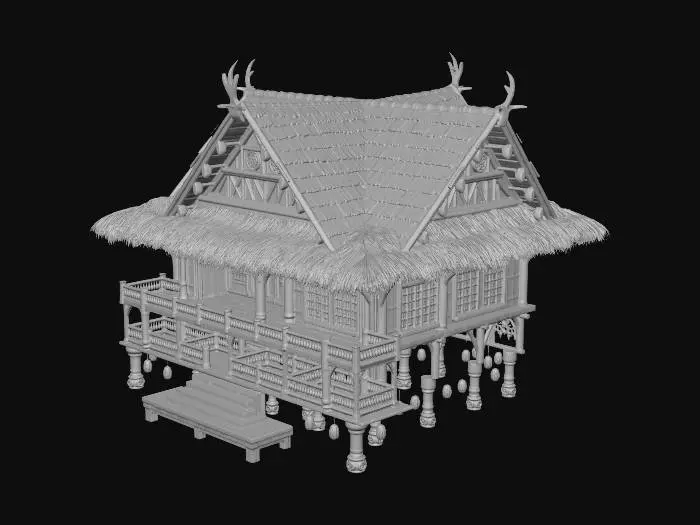 3D model for Realistic Old Filipino Bahay kubo Big