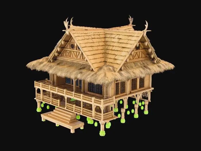 3D model for Realistic Old Filipino Bahay kubo Big