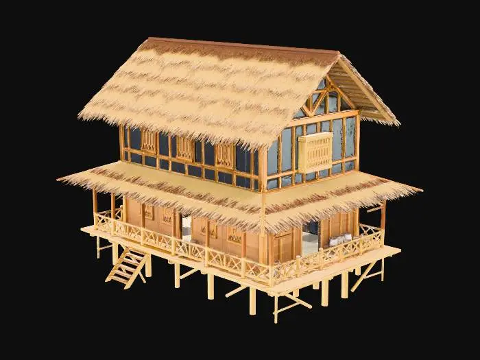 3D model for Realistic Old Filipino Bahay kubo Big