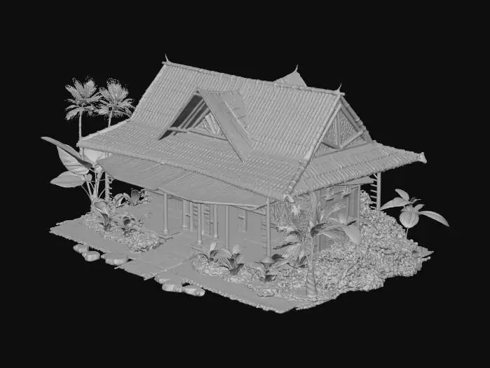 3D model for Realistic Old Filipino Bahay kubo Big