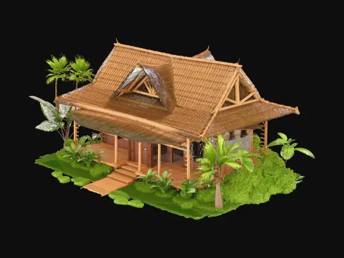 3D model for Realistic Old Filipino Bahay kubo Big