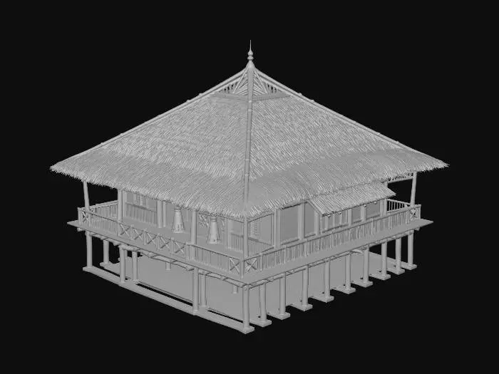 3D model for Realistic Old Filipino Bahay kubo Big