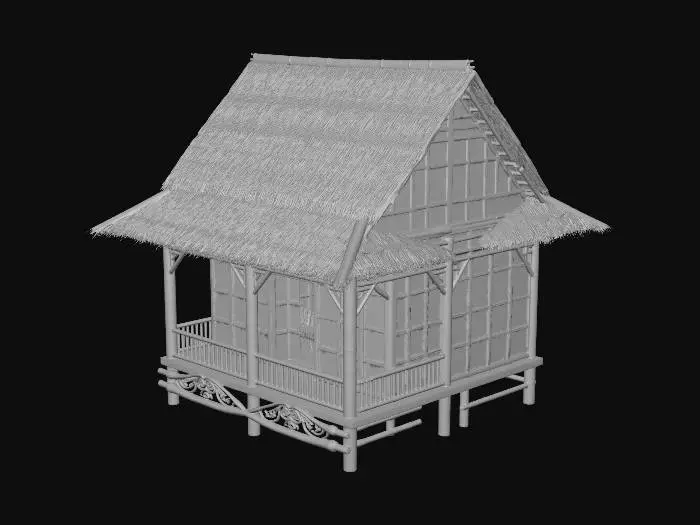 3D model for Thatched Bamboo House