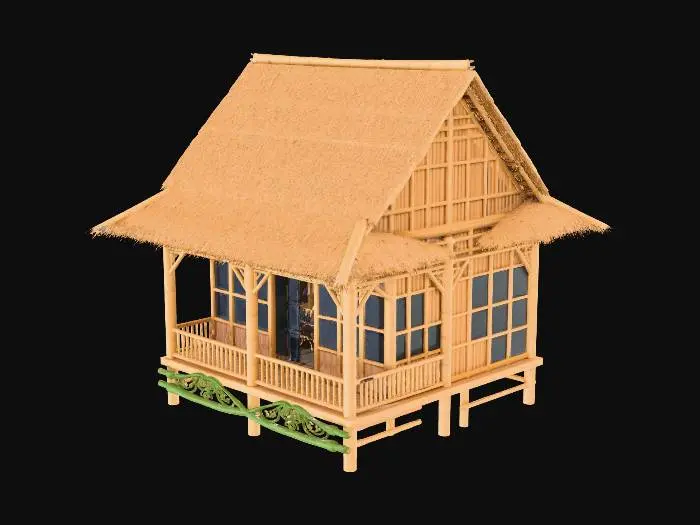 3D model for Thatched Bamboo House
