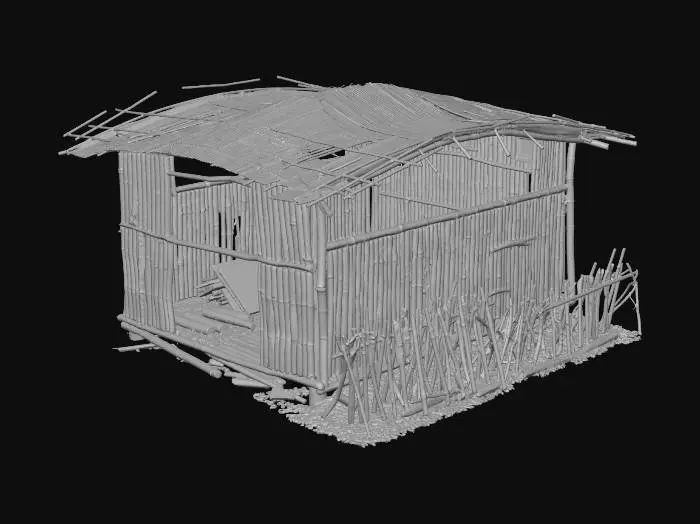 3D model for please make me a realist bamboo house with nipa hut that is not looking good