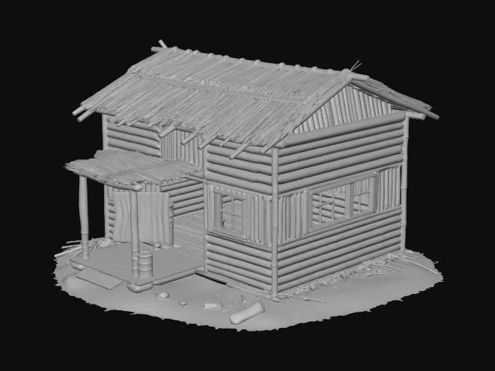 3D model for please make me a realist bamboo house with nipa hut that is not looking good