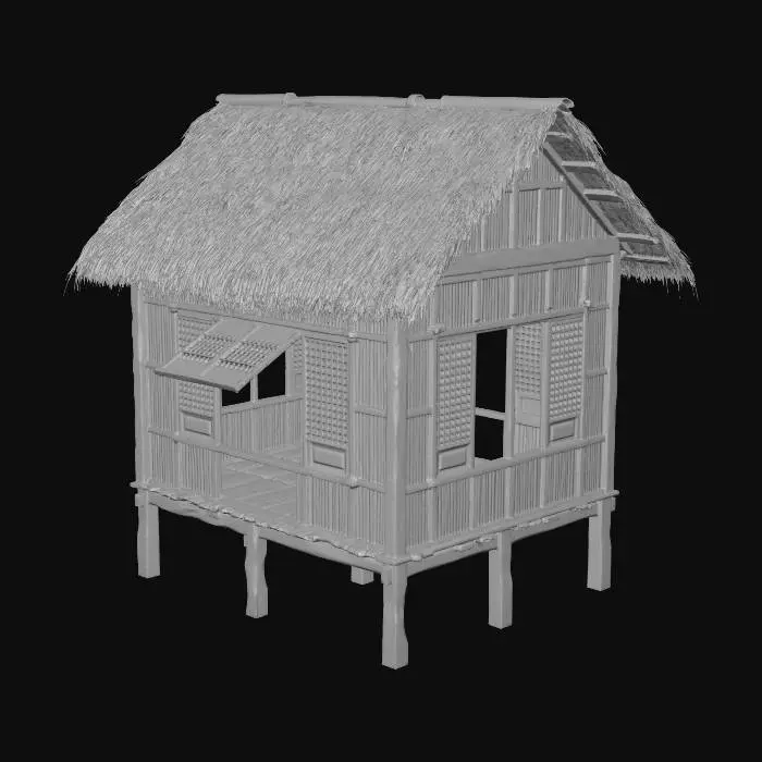 3D model for Please make me a realistic old bahay kubo during 1890's era