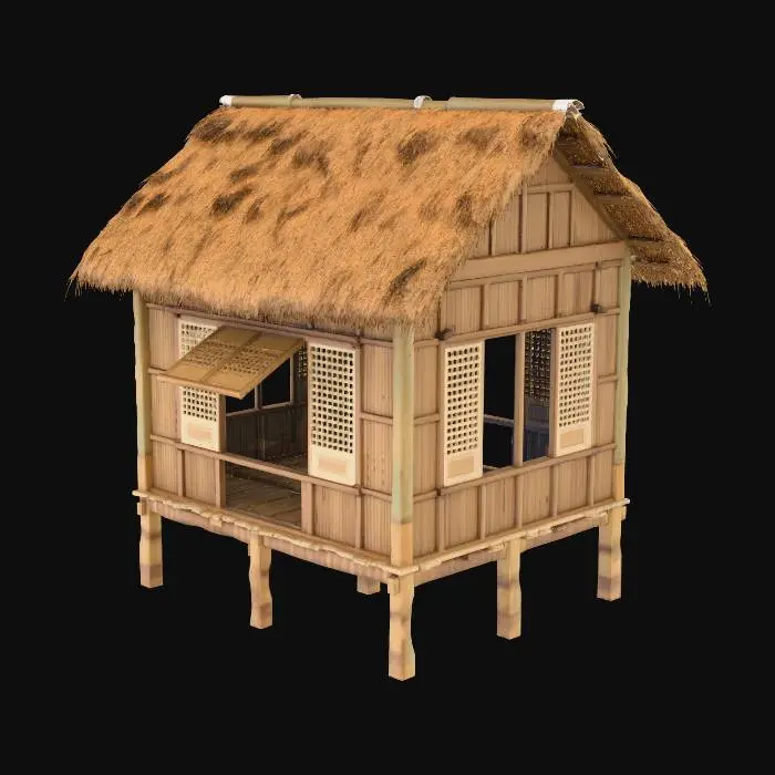 3D model for Please make me a realistic old bahay kubo during 1890's era