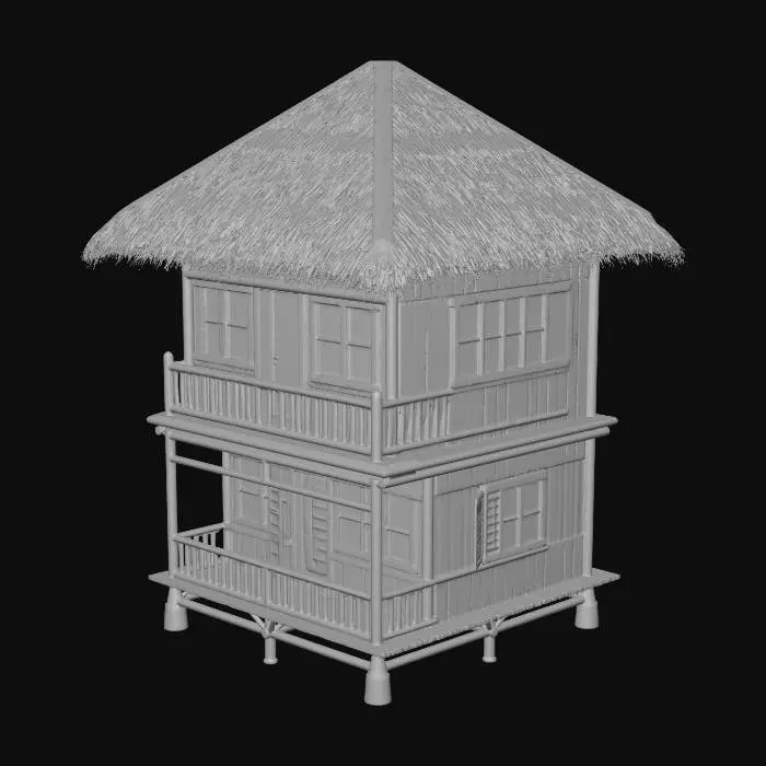 3D model for Realistic Old Filipino Bahay kubo 2 storey