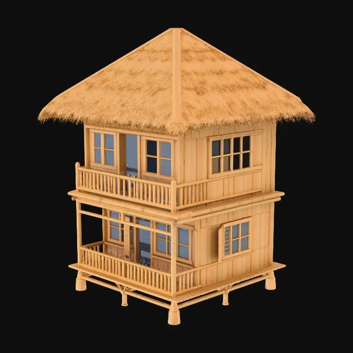 3D model for Realistic Old Filipino Bahay kubo 2 storey