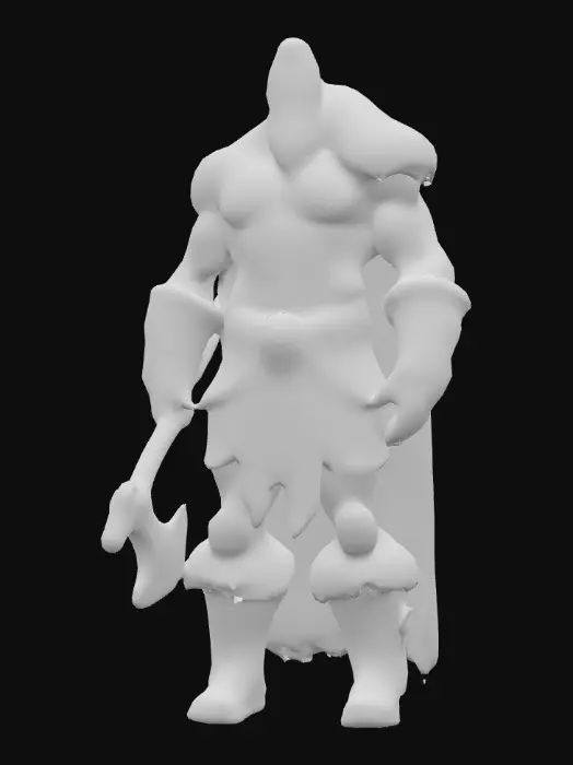 3D model for Vikingo misterioso de fantasía, cuerpo musculoso y robusto, tatuado, rostro amenazante detallado, textura de alta resolución extremadamente detallada, postura épica ultrarrealista