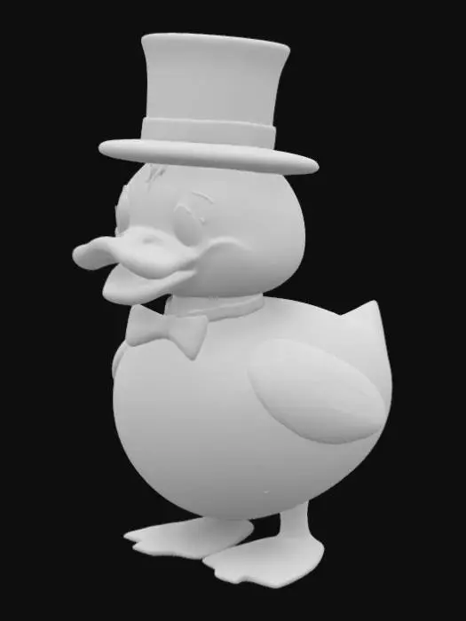 3D model for a cute sanrio green duck wearing a boxtie and a top hat