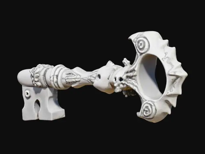 3D model for 
A large gothic skeleton key with skull engravings, twisted handle, and barbed teeth. Horror style, designed as a hanging ornament or prop. Solid STL model, smooth printable geometry.
