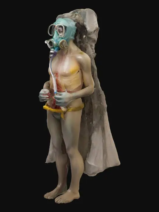 3D model for The Collector of Breath
A gaunt figure draped in curtains of lungs—animal, human, artificial. They inflate and deflate with every step it takes. Its face is a gas mask fused to its skull, tubing running down its spine into canisters labeled with names. It doesn’t speak—it exhales, and the air gets colder. Its hands are syringes, and it hums to find breath it hasn’t stolen yet. You don’t hear it come. You just suddenly notice you’re holding your breath—and something’s leaning close. Those who stop breathing near it never inhale again… but their lungs keep breathing for it