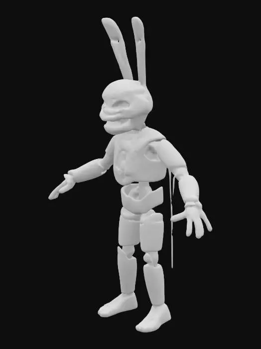 3D model for The Bleeding Marionette
Suspended by tangled strings that vanish into the sky, this puppet-like humanoid twitches with erratic movements, joints cracking loud with every step. Its wooden limbs are soaked in something red, leaking from its hollow core. Instead of a face, it wears a child’s mask—one half smiling, the other crying. The strings don’t just control it—they control nearby shadows too, making them mimic your fears. It dances only when watched. But when the lights go out, it drops the act and speaks… in your voice