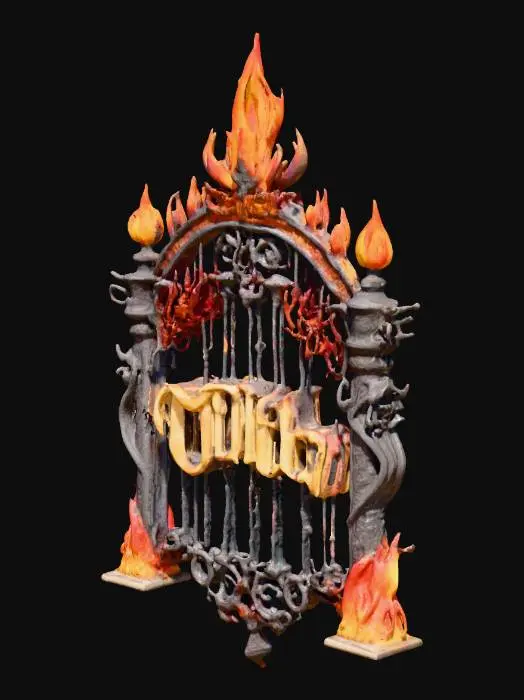 3D model for The name Tillie on a sigil that looks like the gates of hell