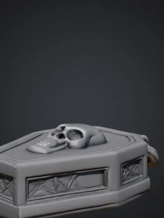 3D model for ☠️ “Coffin Locket”
• Miniature coffin shape with beveled edges.
• Engraved cross, skull, or rune on the front.
• Optional split version (two halves snap together like a tiny locket).
• Works great in matte black PLA with glow-in-the-dark inlay.