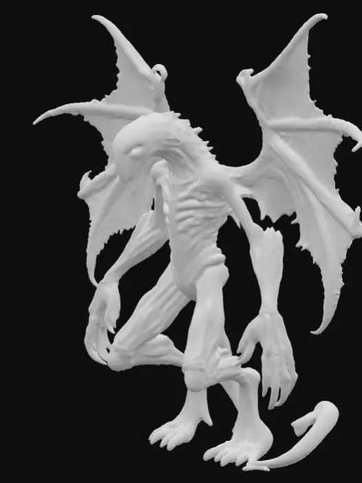 3D model for 🐉 Hybrid Creature Prompt: “Graveborn Wyrmcaller”

“Full-body hybrid creature combining elements of a blind cave salamander, plague moth, and armored centipede. Features: translucent, pale skin with glowing veins, segmented exoskeletal limbs tipped with clawed digits, and oversized plague-moth wings with tattered edges and branded sigils. Head: eyeless, elongated with mandibles and bone frills. Tail: centipede-like, coiled and barbed. Style: mystical emo aesthetic, cinematic lighting, eerie bioluminescence, 3D printable topology.”