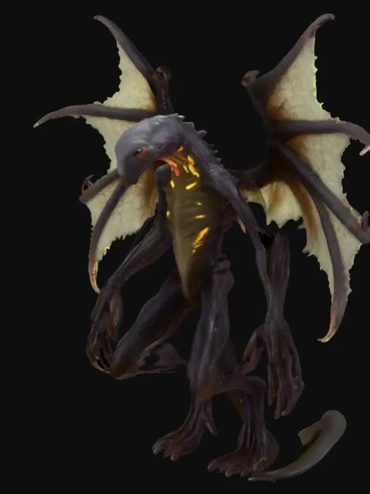 3D model for 🐉 Hybrid Creature Prompt: “Graveborn Wyrmcaller”

“Full-body hybrid creature combining elements of a blind cave salamander, plague moth, and armored centipede. Features: translucent, pale skin with glowing veins, segmented exoskeletal limbs tipped with clawed digits, and oversized plague-moth wings with tattered edges and branded sigils. Head: eyeless, elongated with mandibles and bone frills. Tail: centipede-like, coiled and barbed. Style: mystical emo aesthetic, cinematic lighting, eerie bioluminescence, 3D printable topology.”