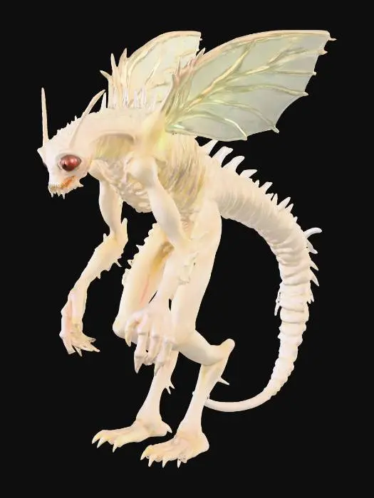 3D model for 🐉 Hybrid Creature Prompt: “Graveborn Wyrmcaller”

“Full-body hybrid creature combining elements of a blind cave salamander, plague moth, and armored centipede. Features: translucent, pale skin with glowing veins, segmented exoskeletal limbs tipped with clawed digits, and oversized plague-moth wings with tattered edges and branded sigils. Head: eyeless, elongated with mandibles and bone frills. Tail: centipede-like, coiled and barbed. Style: mystical emo aesthetic, cinematic lighting, eerie bioluminescence, 3D printable topology.”
