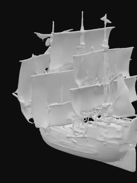 3D model for Pirate ship, very old but new for its time. Very realistic.  Big white sails 3 in total, with cannon holes on the side.