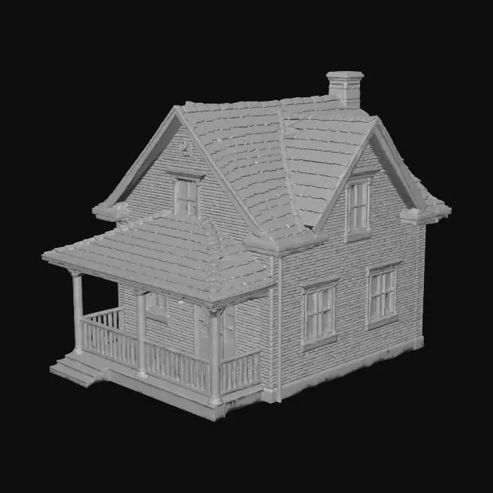 3D model for create a realistic brick house with shingles for a model railroad layout