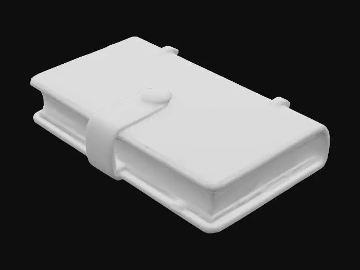 3D model for A cartoon-like model of a contemporary diary, rendered in a cheerful, vibrant blue, presents a soft-edged, rectangular form. Its closed cover, with a subtle, smooth texture, is securely fastened by a polished, golden brass buckle, giving a sense of satisfying closure. The diary's pages are neatly tucked within, creating a slightly swollen profile. The overall appearance is simplistic and inviting, with a clean, unblemished surface that suggests a new, untouched quality, ready for stories.