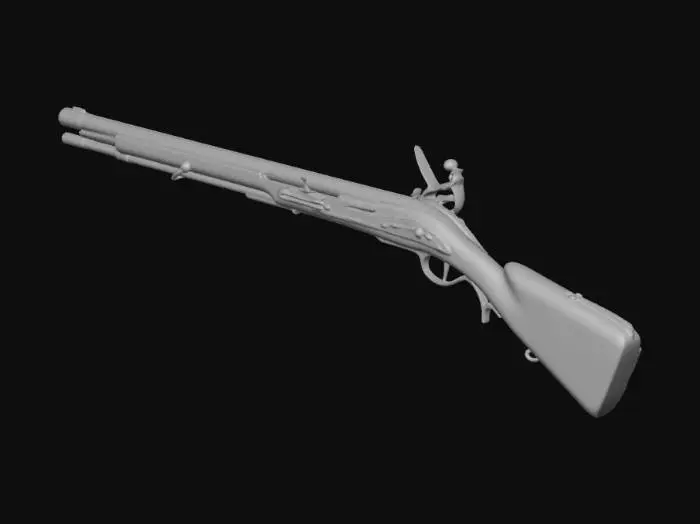 3D model for Antique Flintlock Rifle to Roblox Pirate game style as SeaOfThieves