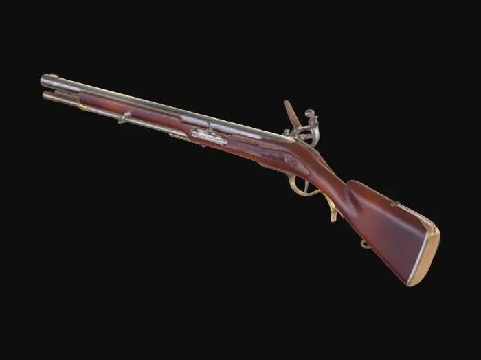 3D model for Antique Flintlock Rifle to Roblox Pirate game style as SeaOfThieves