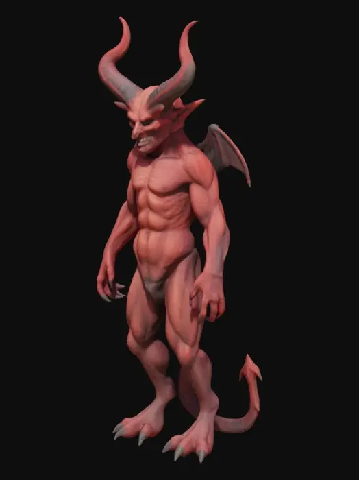 3D model for cola del diablo en su forma humana con cuernos 