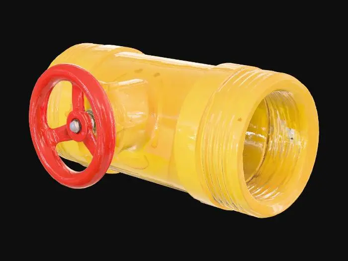 3D model for переходник с вентилем трубы желтая