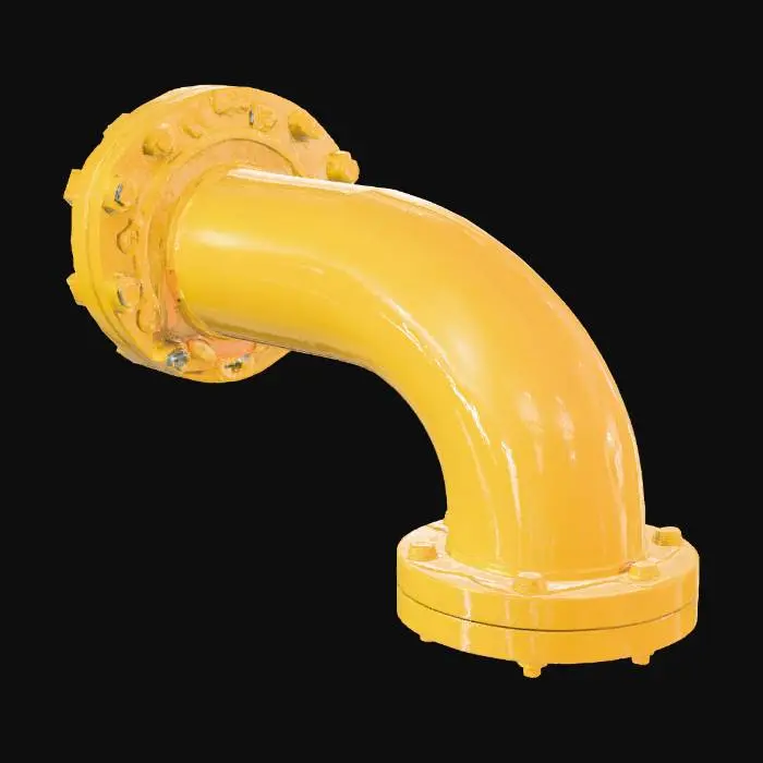 3D model for изогнутая газовая труба желтая под 90 градусом