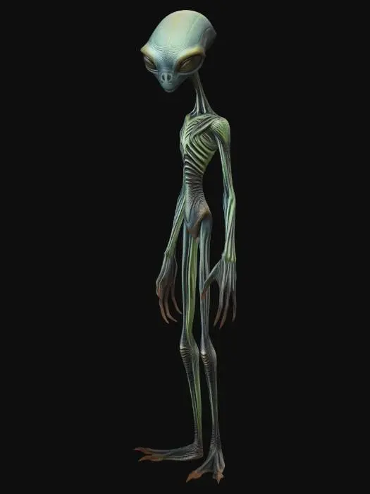 3D model for tall, lanky alien with rough textured skin