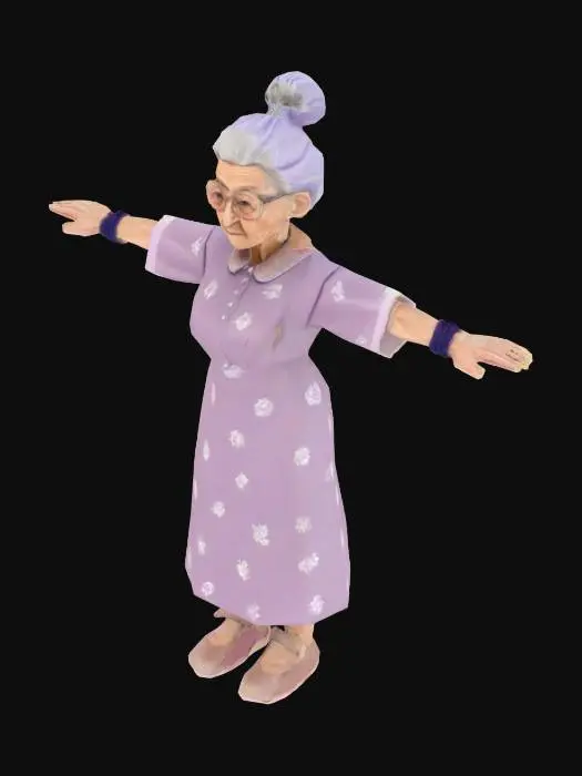 3D model for low poly grandmother, t posing, taller