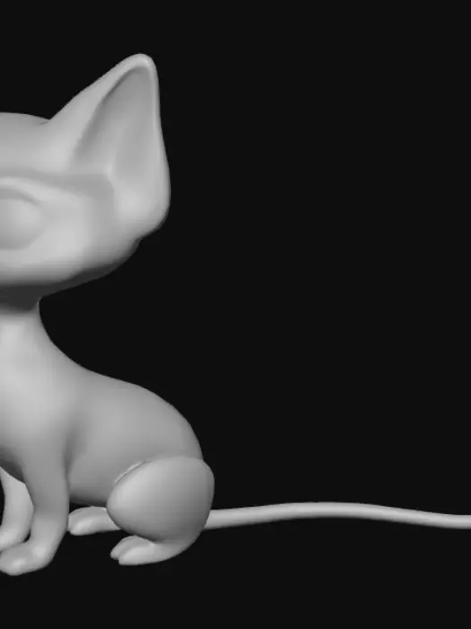 3D model for Chibby Sphynx cat cute look with galactic blue eyes, #game figure#