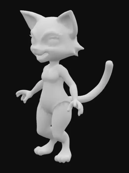 3D model for translucent red  anthropomorphic   female slime cat  wearing a black leotard 
game ready character 