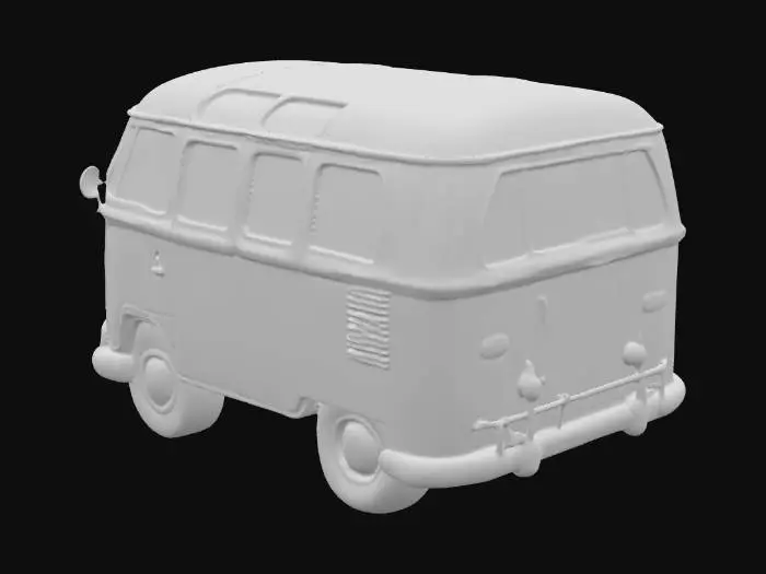 3D model for VW Bus mit den Farben Rot und Weiß.