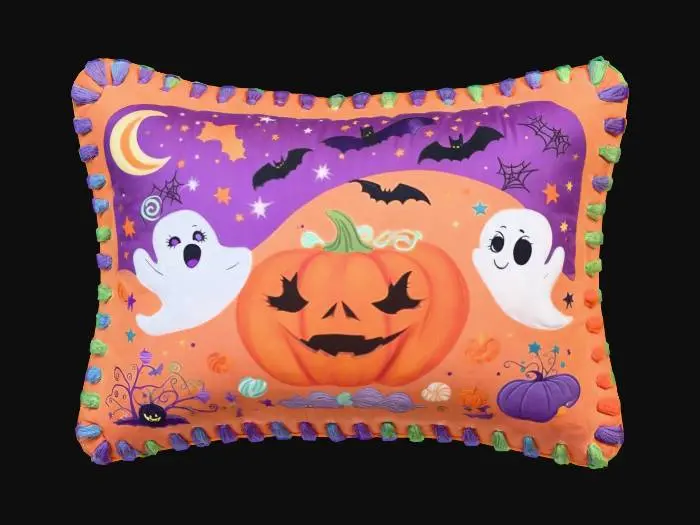 3D model for rectangle halloween image suitable for childs cushion stitches around the edges