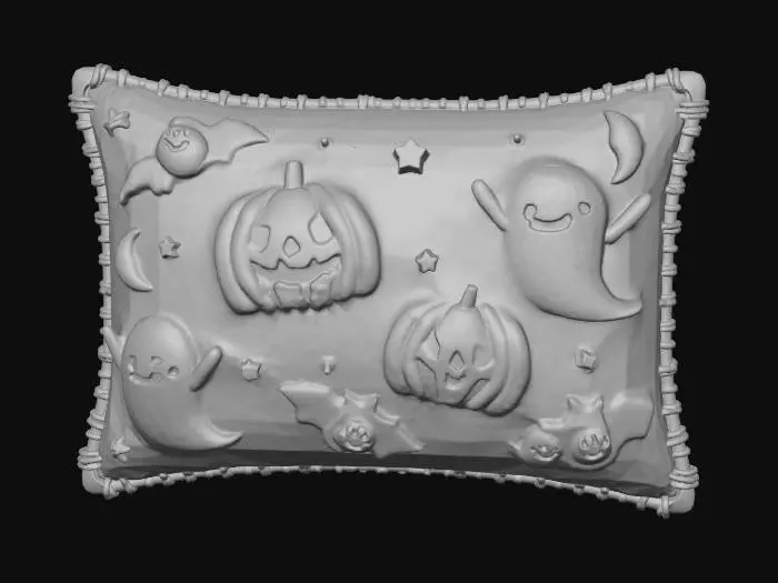 3D model for rectangle halloween image suitable for childs cushion stitches around the edges