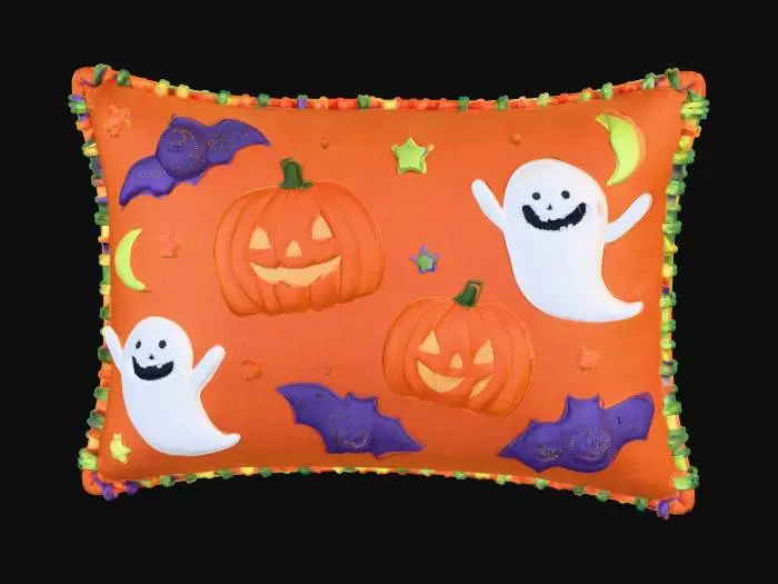 3D model for rectangle halloween image suitable for childs cushion stitches around the edges