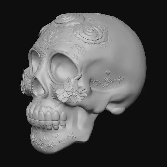 3D model for Floral Skull Art