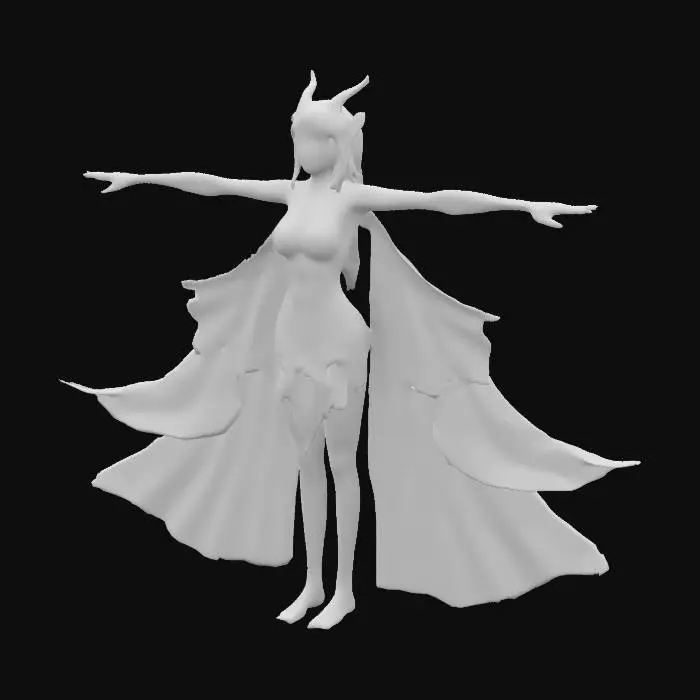 3D model for Elegant Nymph, inspired by ancient mythology, with a graceful and curvy figure. She should be in a natural T-pose but legs slightly apart. Her clothing should be flowing and nature-inspired, with revealing elements that blend elegance and charm . Adorn her with floral or vine-like accessories and intricate jewelry. Her expression should be serene, with soft, glowing lighting that highlights her ethereal and woodland beauty. 4K resolution , ultra detailed