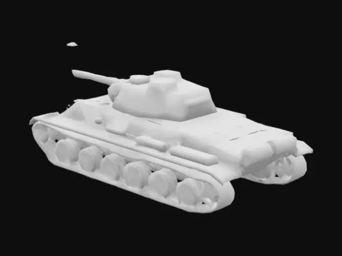 3D model for russian second world war  armoured car model t-34 C, torret oriented  45 degrees to the left, long cannon, wide tracks, mixed terrain camouflage, detailed, high quality, olive green steel, russian red star painted in the sides of torret and in the front.