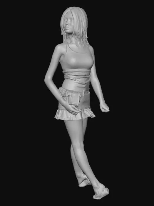 3D model for Pose in Denim Skirt