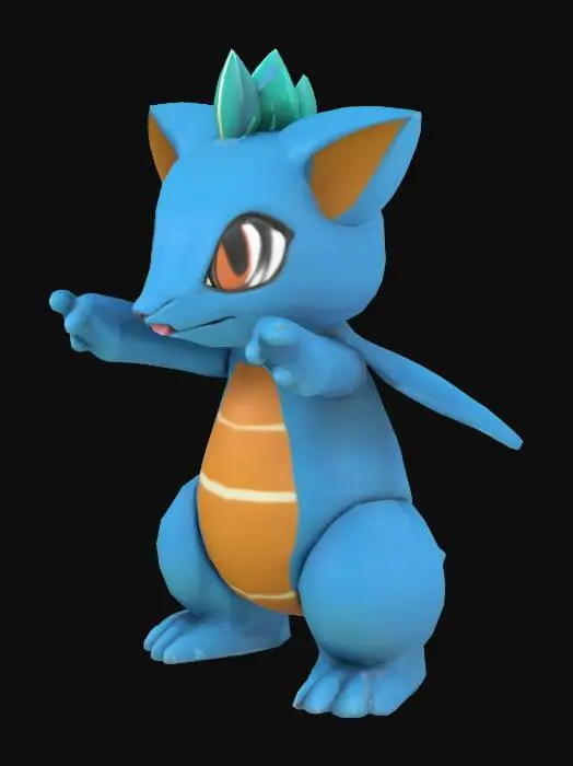 3D model for a new digimon similar to a rookie, t-pose, high resolution stylized Texture