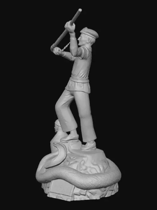 3D model for Statue of the Fisherman and the Serpent and a woman with  macaw wings