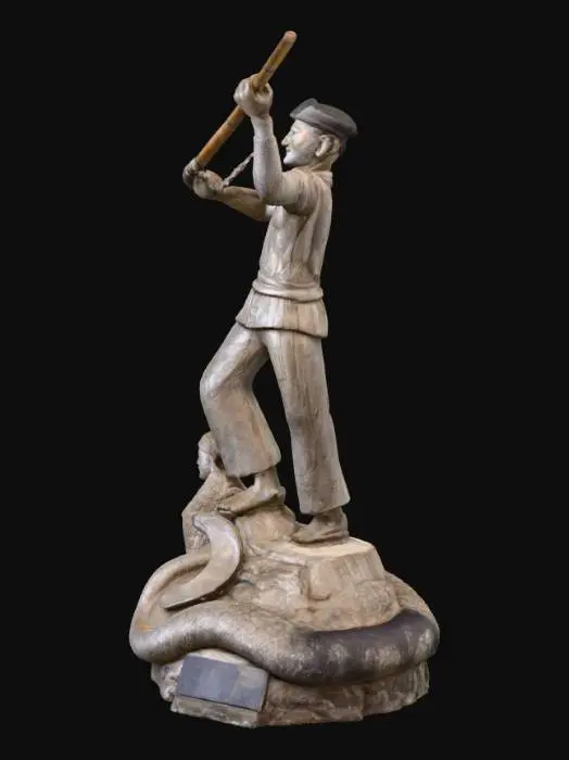 3D model for Statue of the Fisherman and the Serpent and a woman with  macaw wings