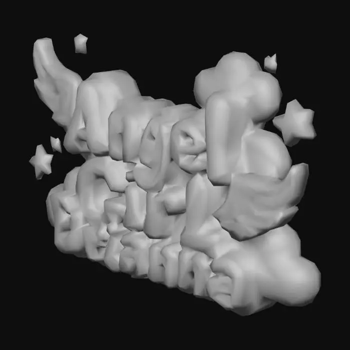3D model for Please make a cute anime sign with the words "Angel Girl Brianna", like a cartoonish fun anime sign. Where the words "Angel Girl Brianna" are a fun font